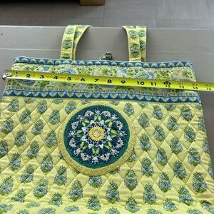 Vera Bradley Quilted Floral hand embroidered UPCYCLED- Green & Blue Tote